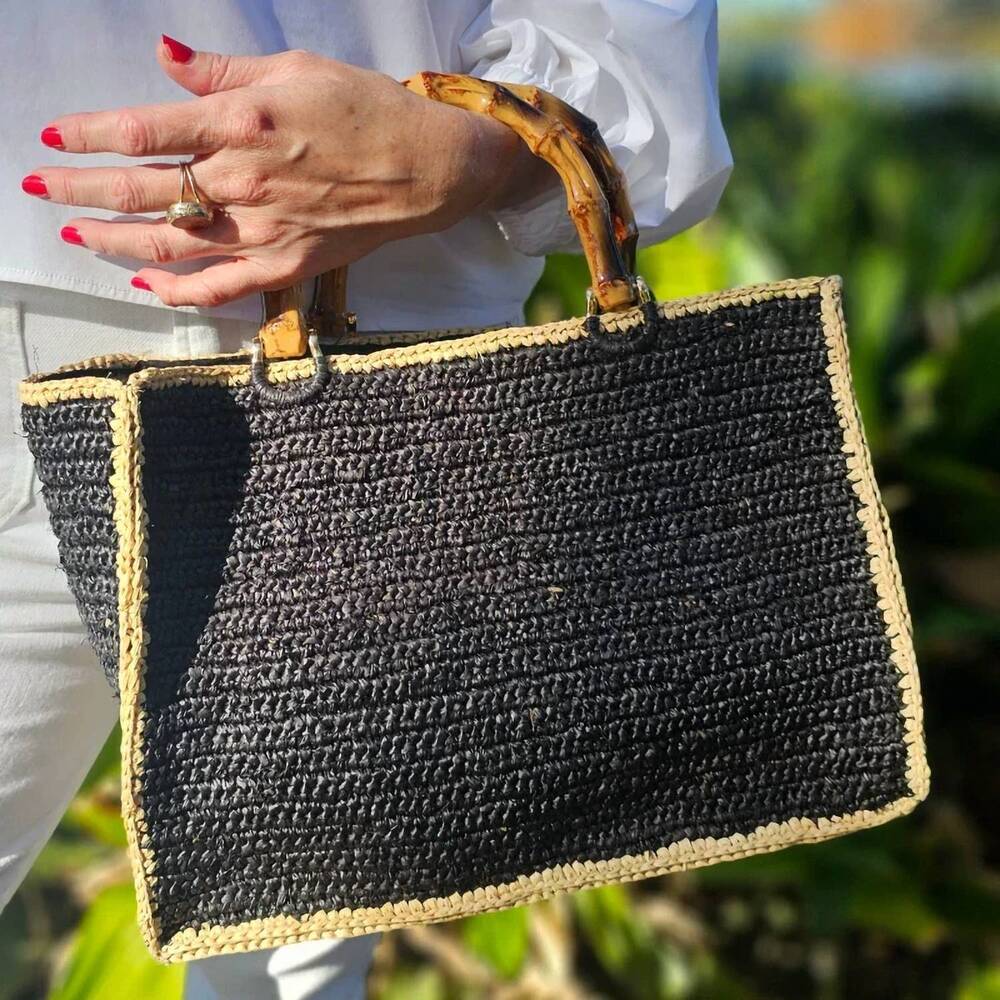 NEW BALDIZ women's bamboo tote bag in black